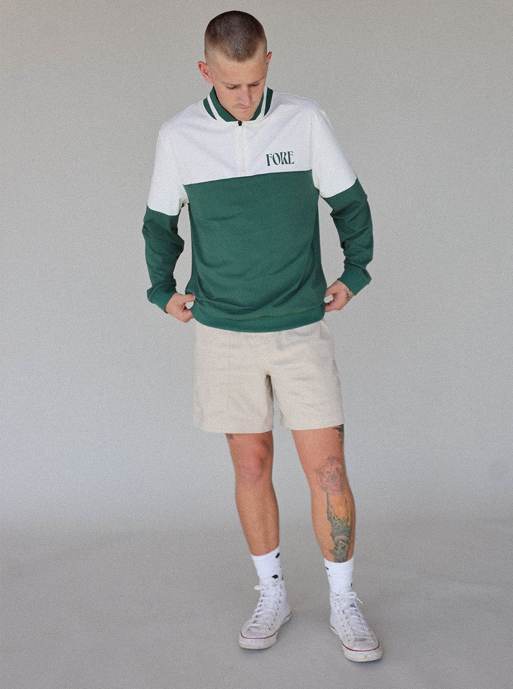 Hamilton Quarter Zip - Green/White – foreall.com