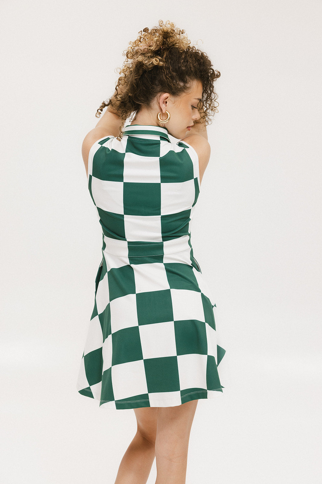 green jordan dress Women's Jordan Print Dress by Fore All, Green/White Checkered, X-Small