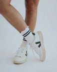 Maude Ruffle Top Socks - Green Stripe