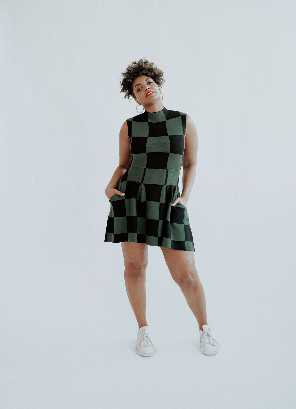 Mckell Dress - Green/Black Checkered – foreall.com