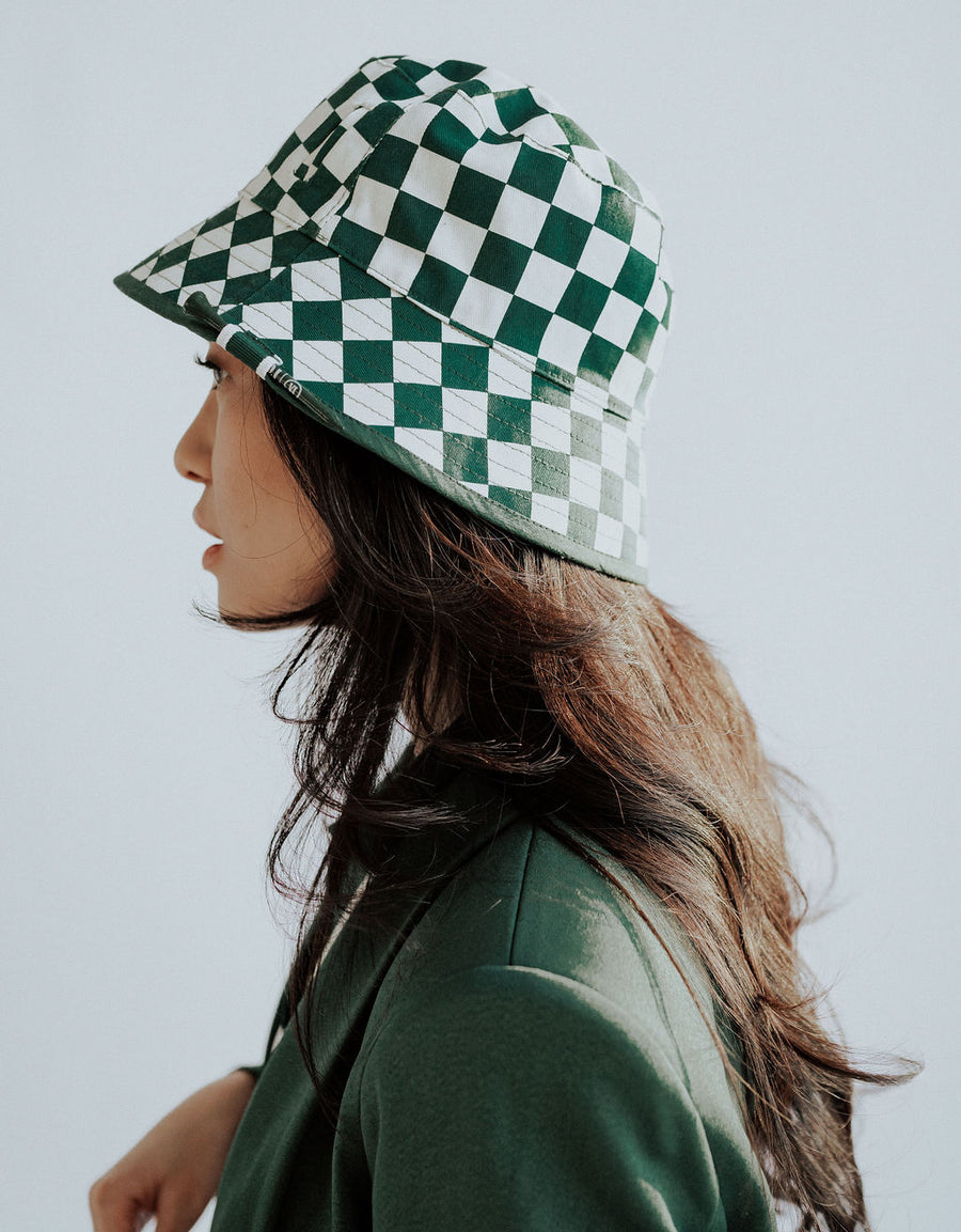 Austi Bucket Hat - Green Checkered