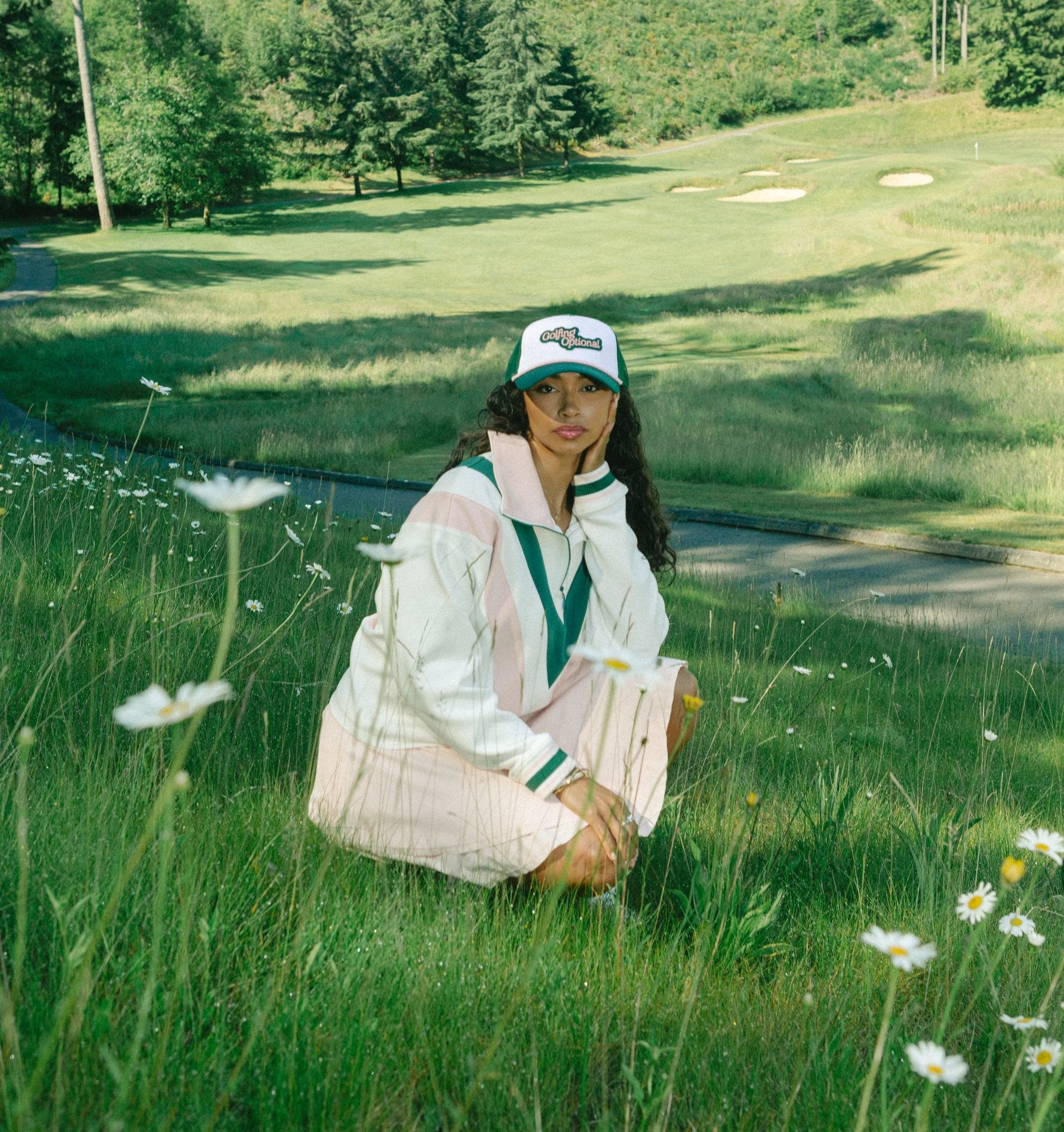 Golfing Optional Hat - White/Green – foreall.com display picture 2