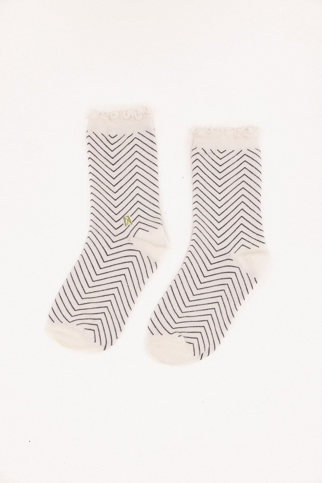Maude Ruffle Sock - Black/White Chevron