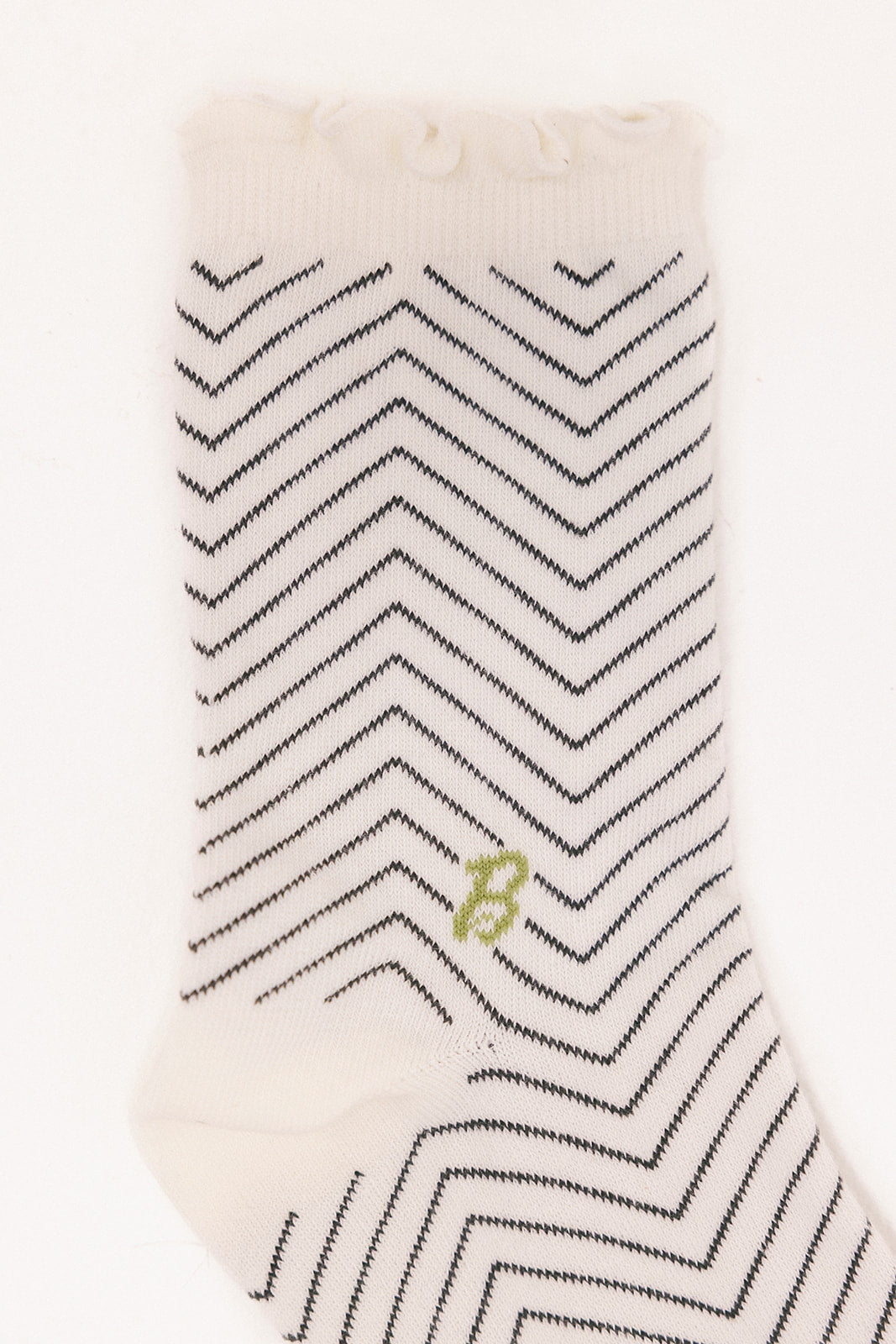 Maude Ruffle Sock - Black/White Chevron