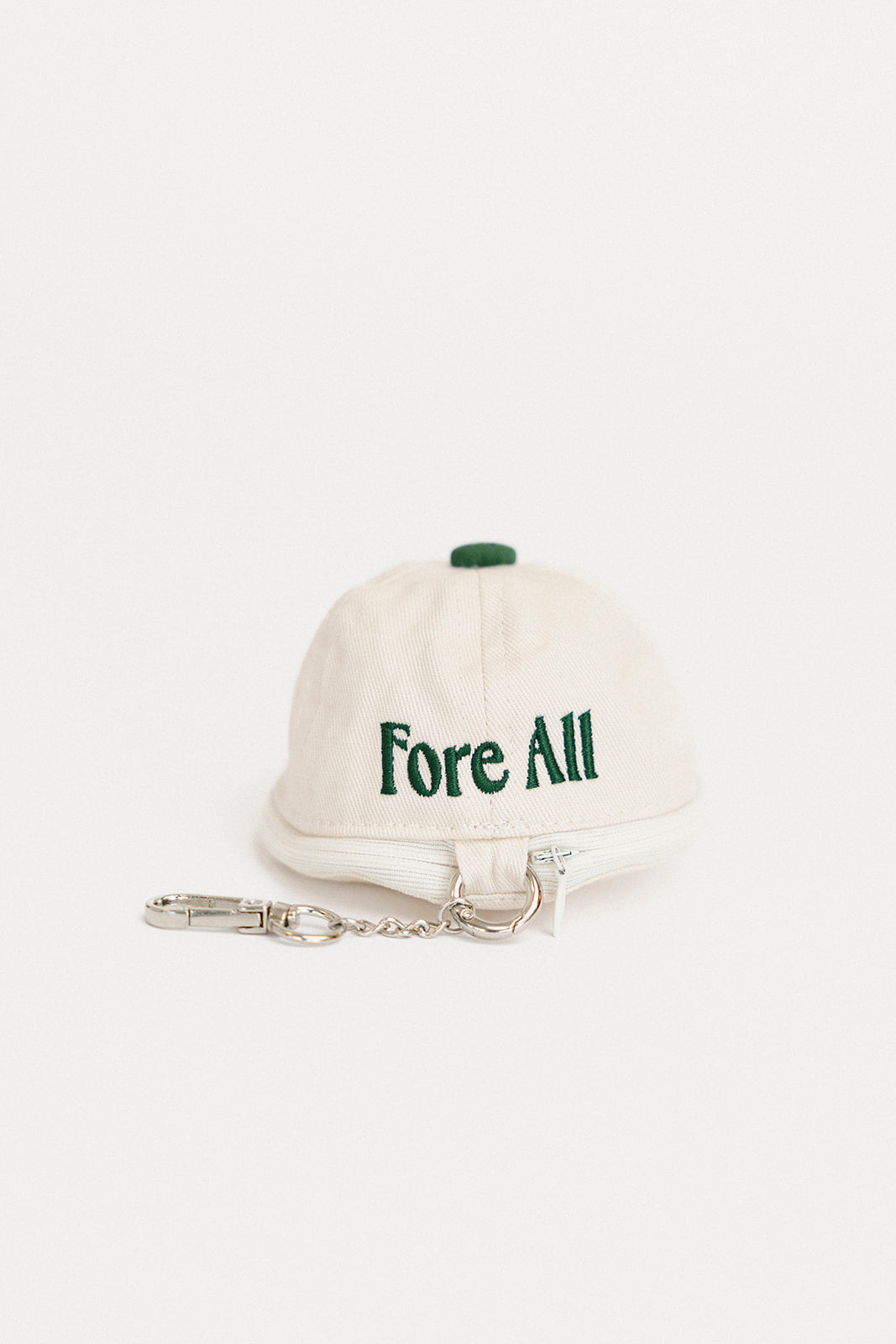 White cap with 'Fore All' text on a white background