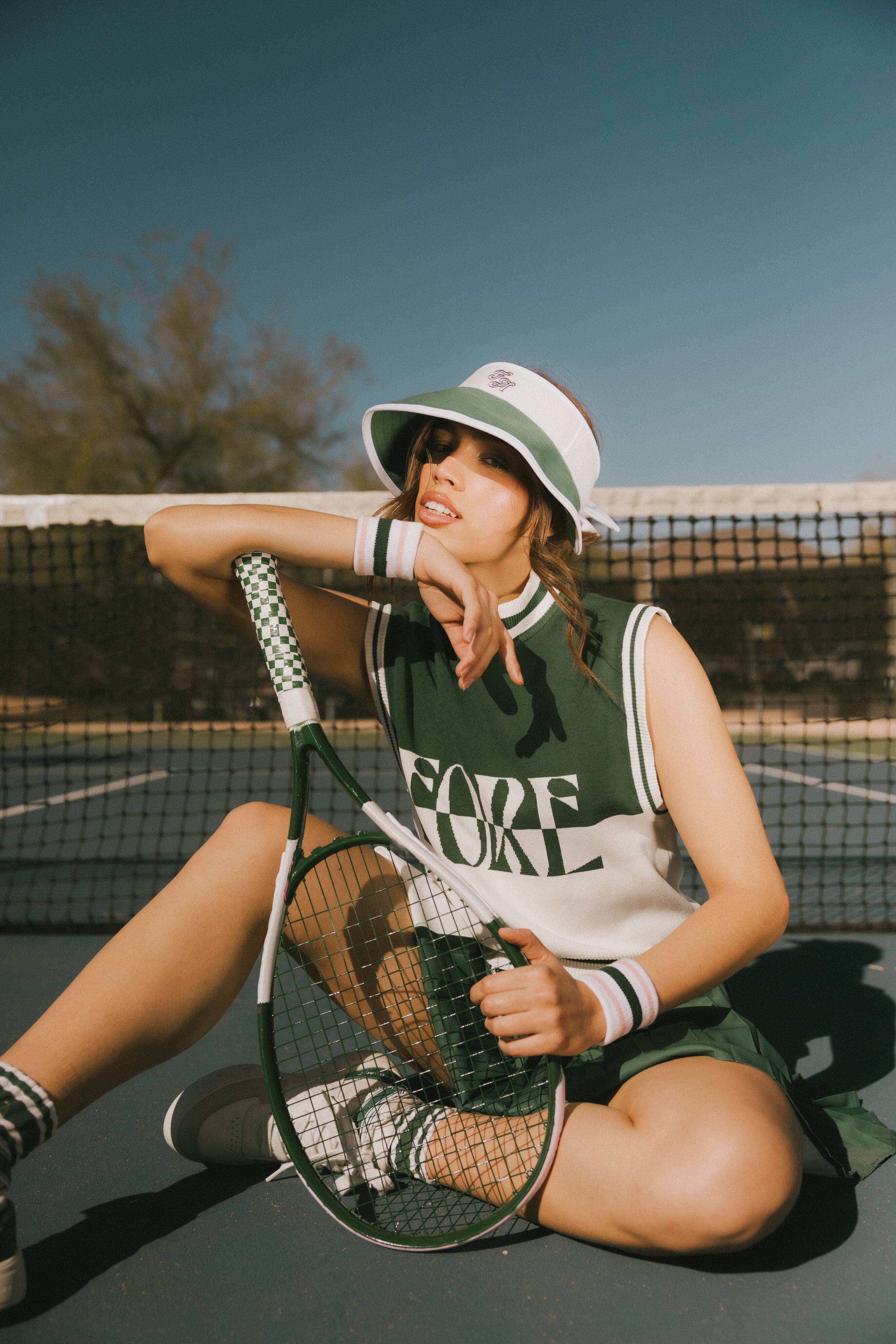Fore Sleeveless Sweater - Green/White – foreall.com