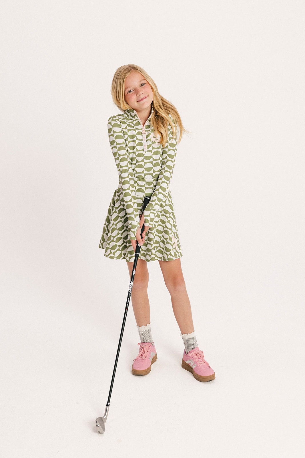 Youth Sasha Skirt - Putting Green/White Retro