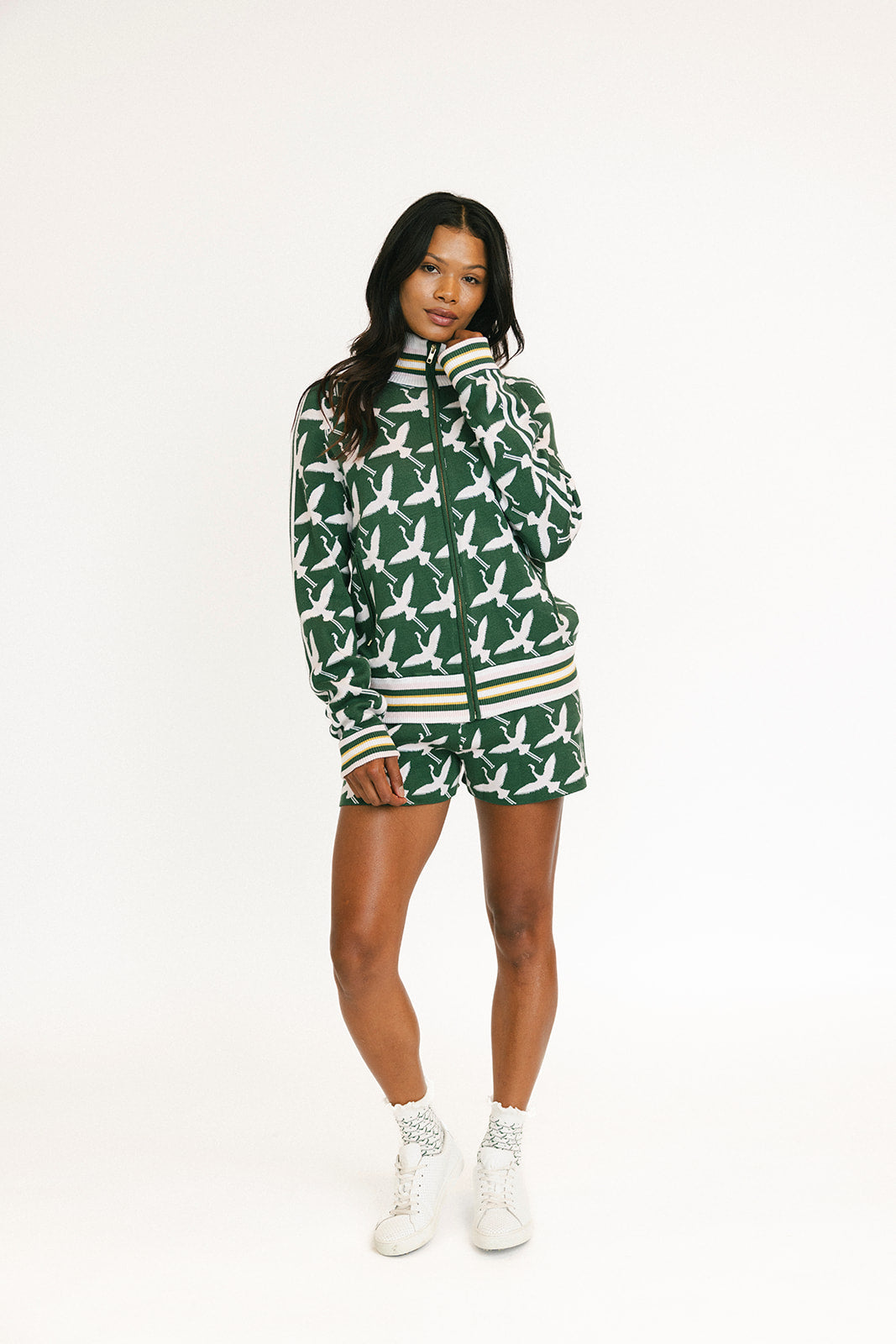 Flora Knit Jacket - Green Flamingo – foreall.com