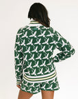 Flora Knit Jacket - Green Flamingo
