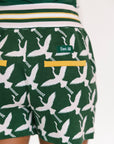 Flora Shorts - Green Flamingo