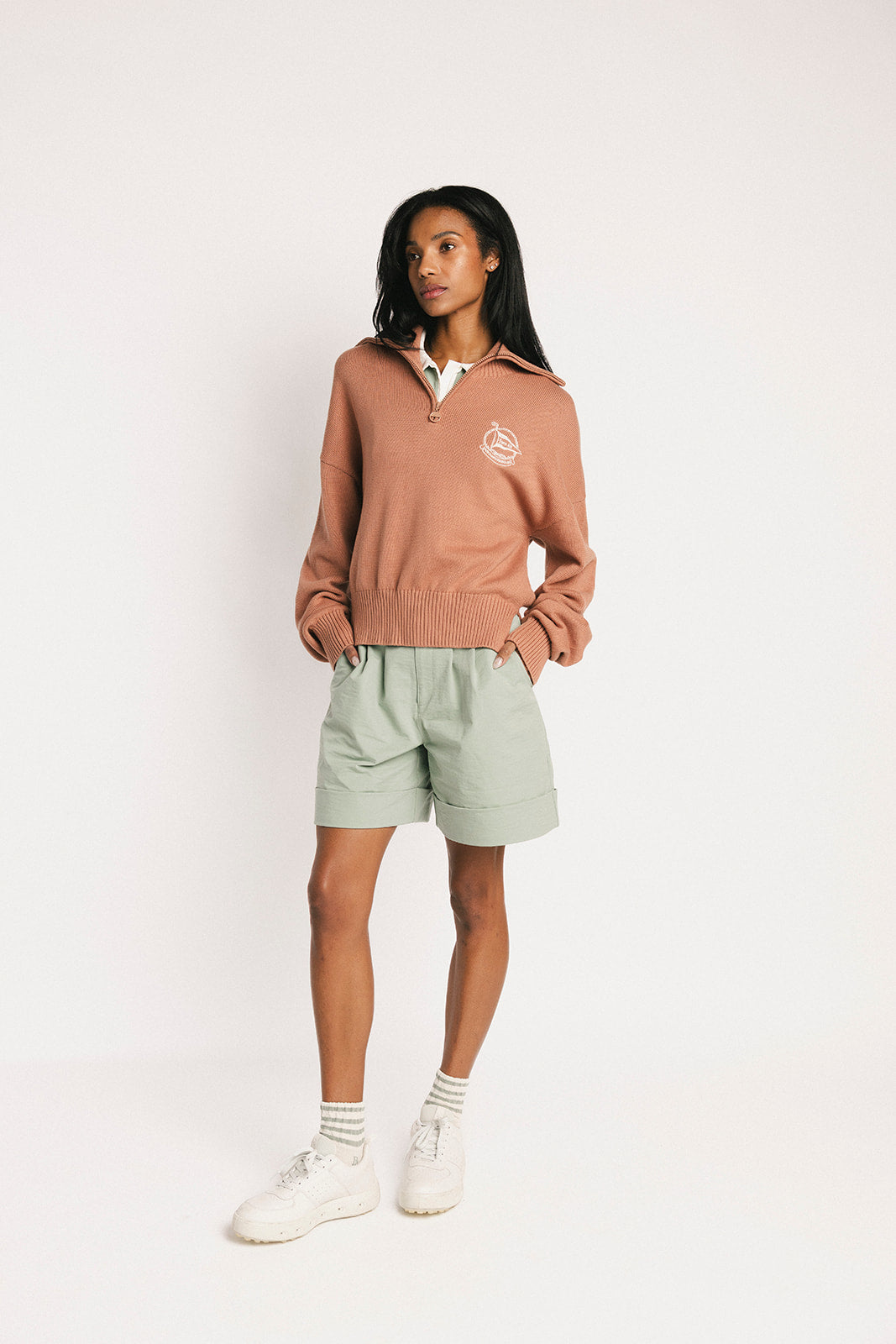 Nautical Quarter Zip - Saddle – foreall.com