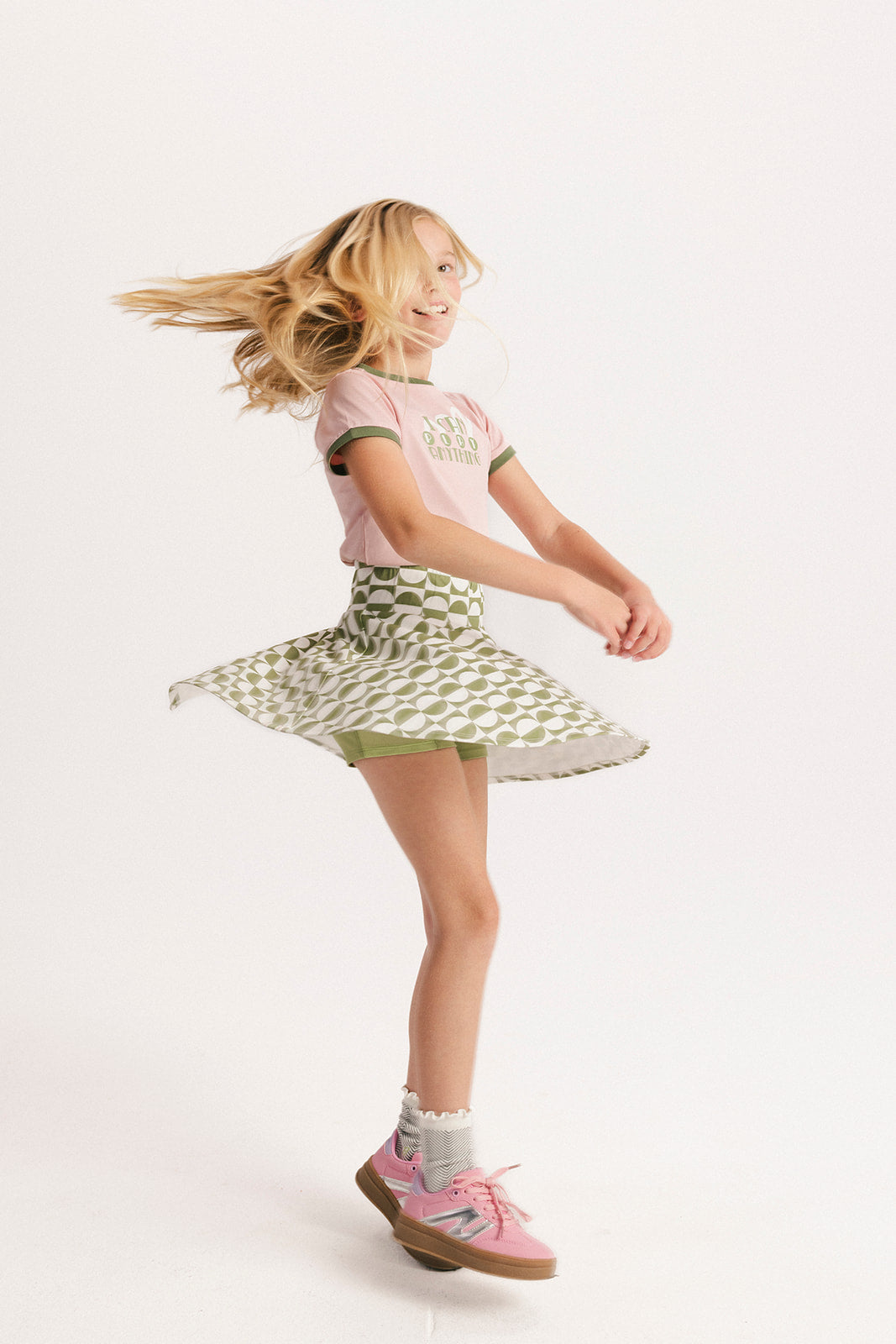Youth Sasha Skirt - Putting Green/White Retro
