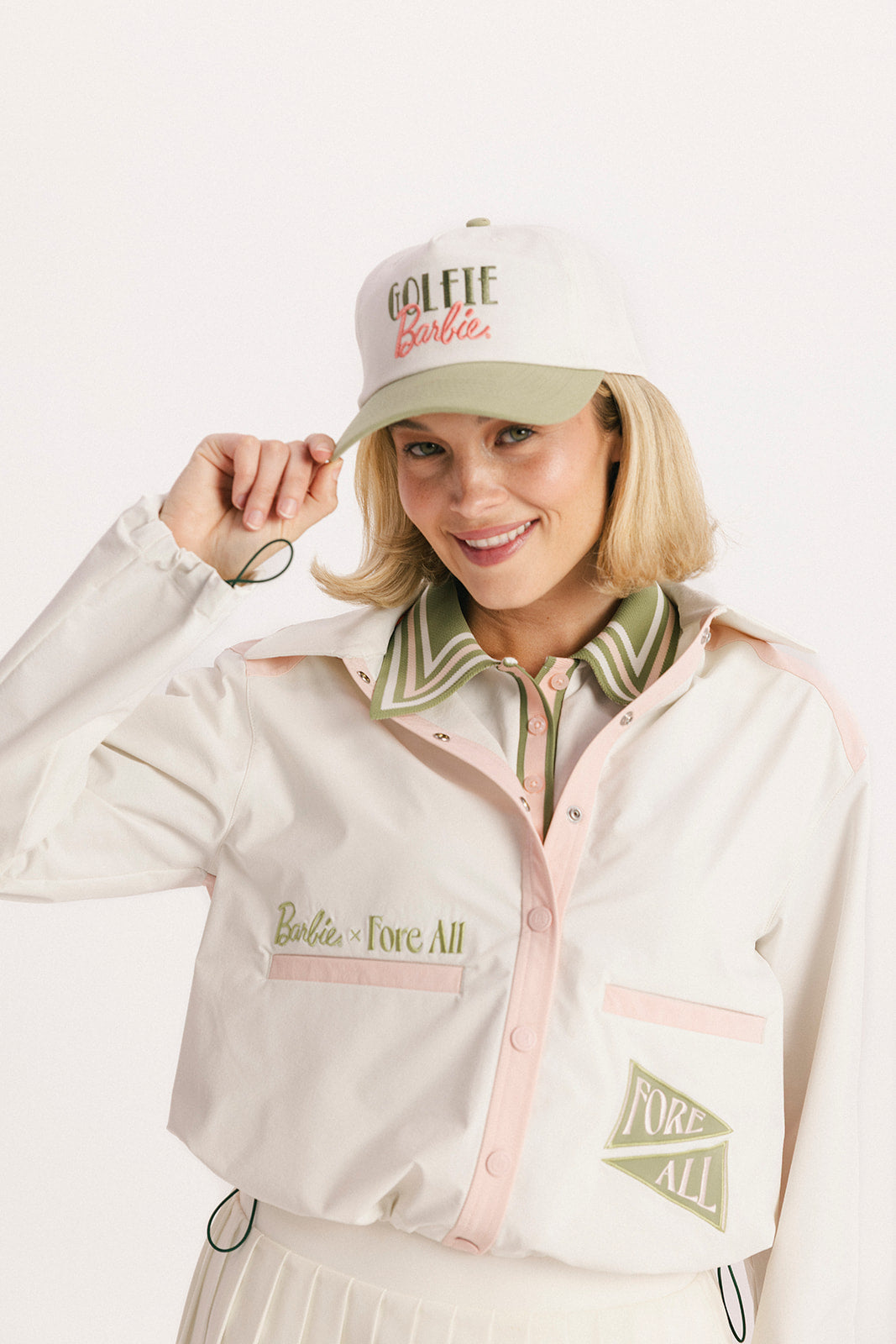 Golfie Barbie Hat - Putting Green/White
