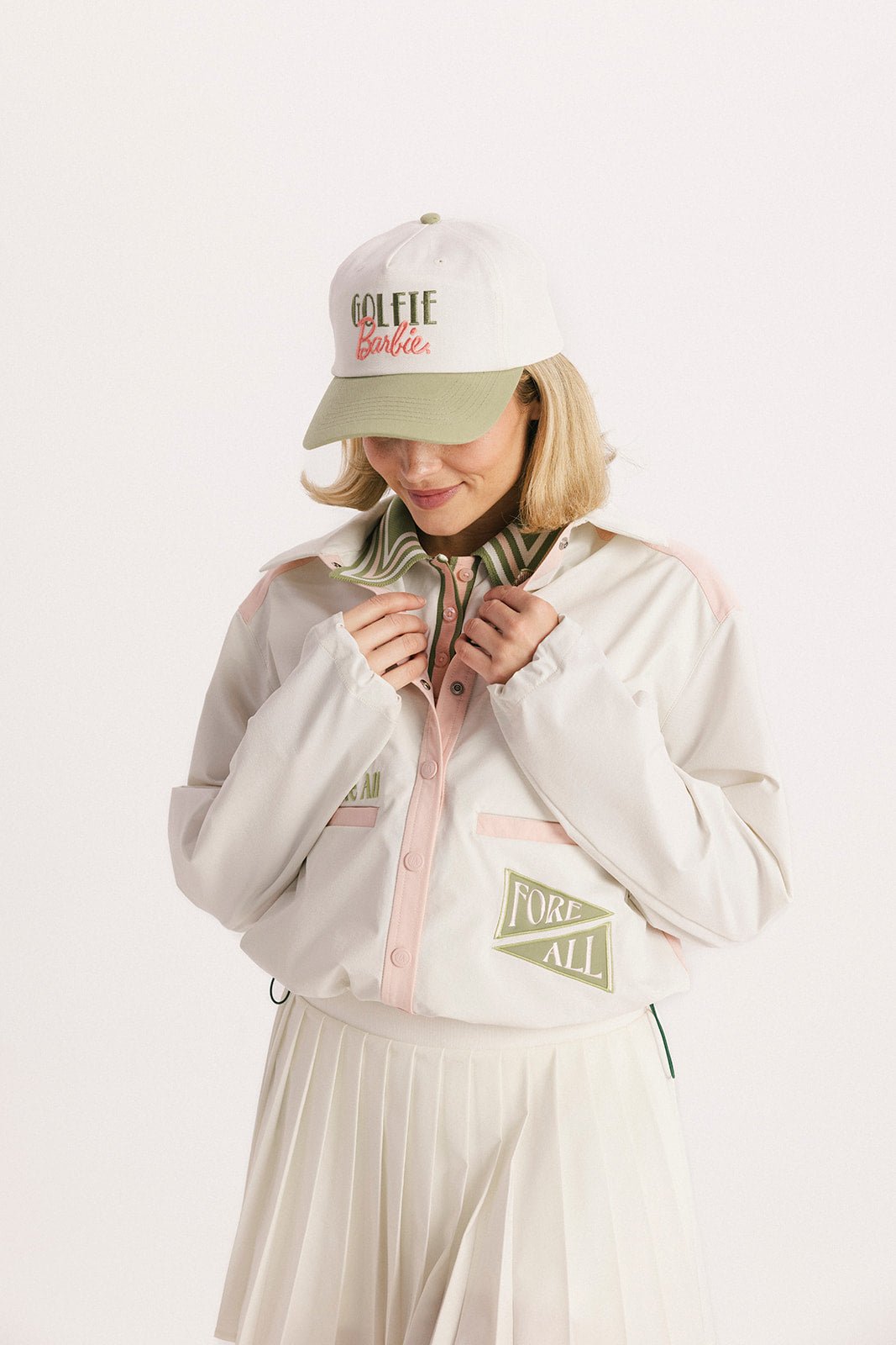 Golfie Barbie Hat - Putting Green/White