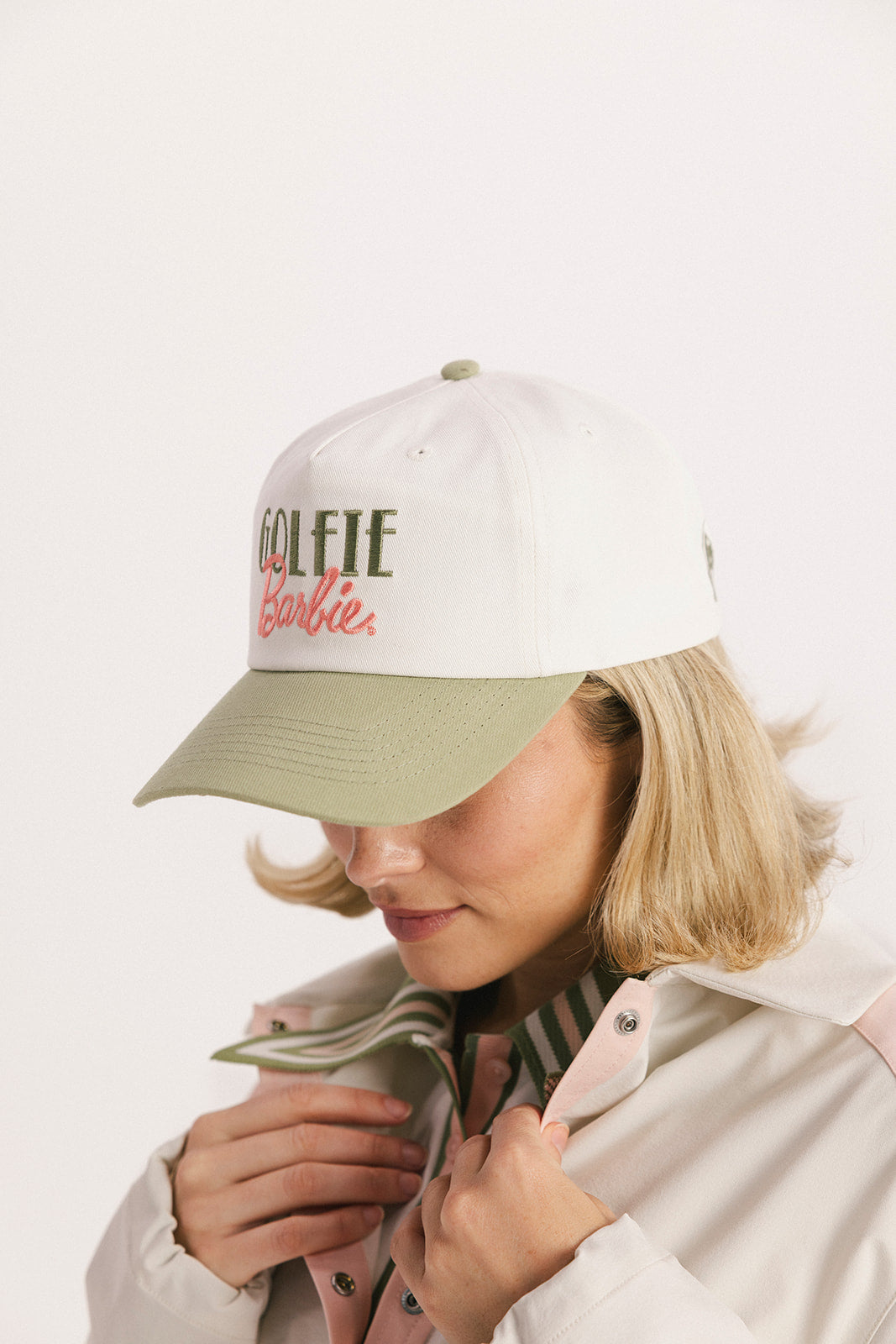 Golfie Barbie Hat - Putting Green/White