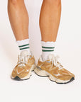 Maude Ruffle Top Socks - Green Stripe
