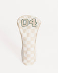Golf club head cover with checkered pattern and number '04' on a white background