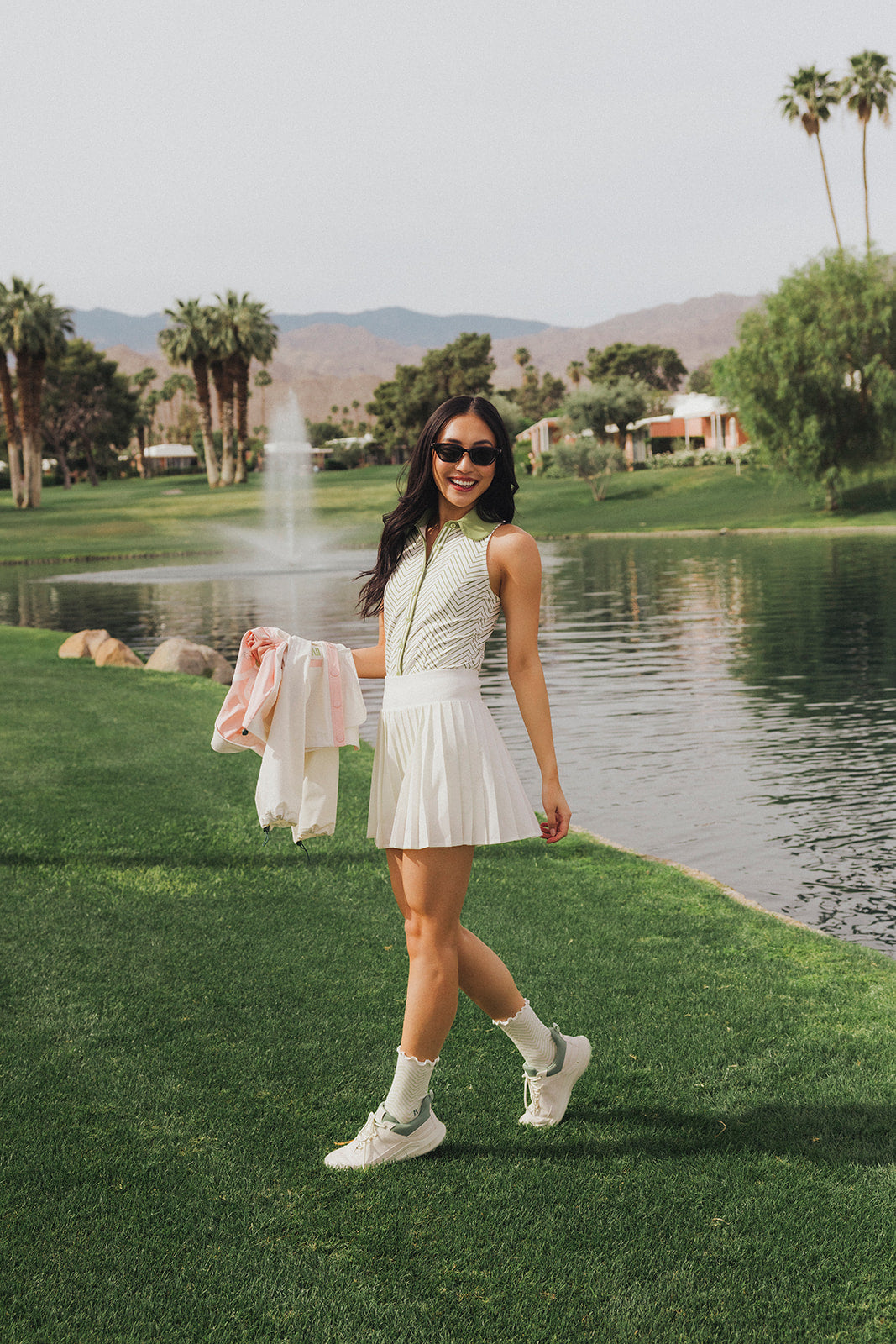 Barbie Top - Putting Green/White Chevron