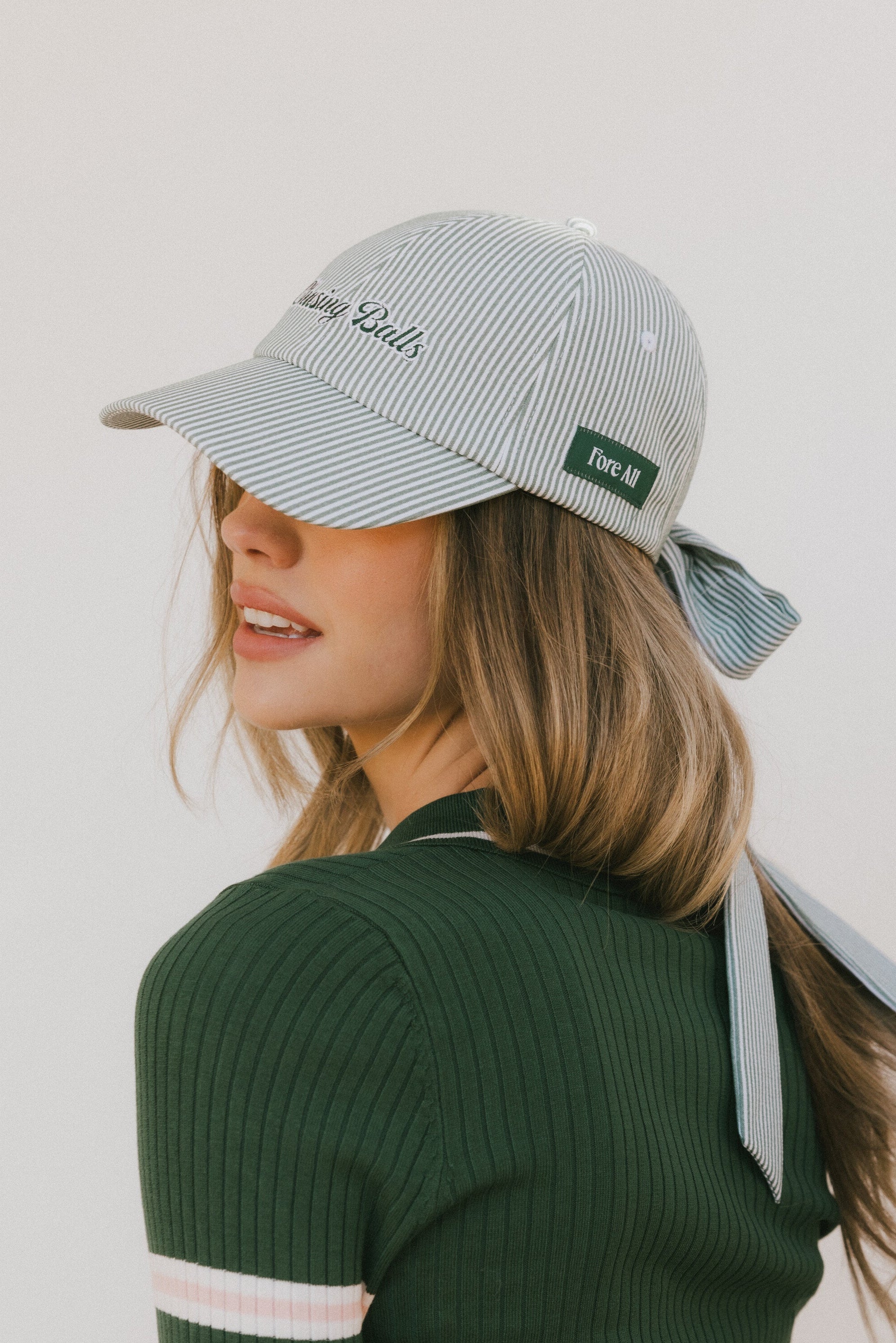Bessie Hat - Green Seersucker – foreall.com