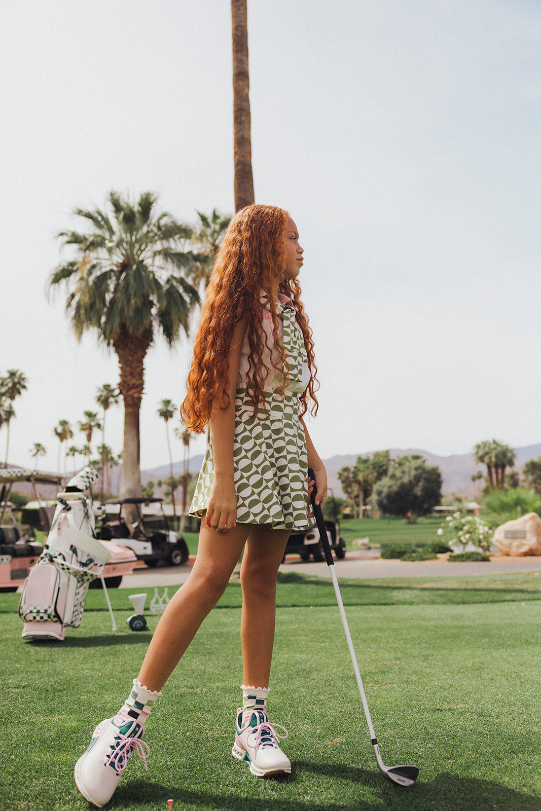 Youth Sasha Skirt - Putting Green/White Retro