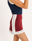 Stripe George Skirt - Wine/Heritage