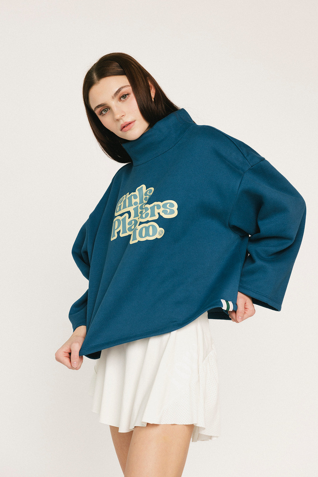 Diana Mock Neck Sweatshirt - Girls Is Players Too Indigo