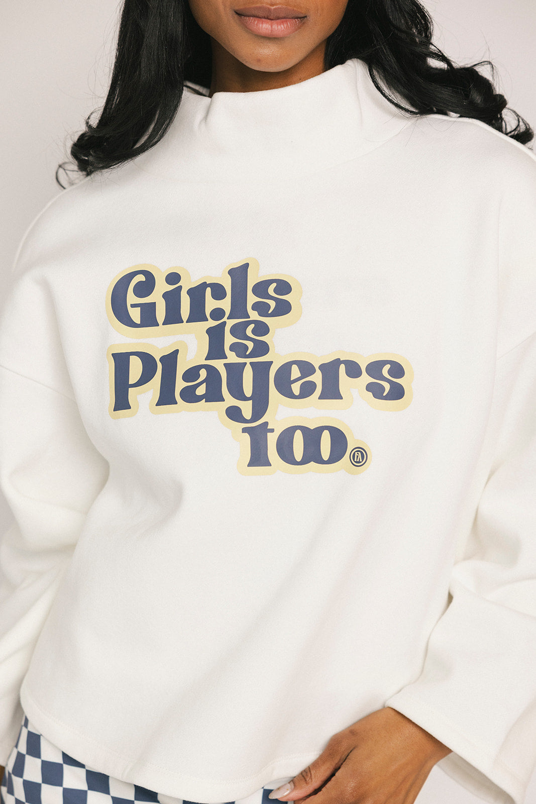 Diana Mock Neck Sweatshirt - Girls Is Players Too White – foreall.com