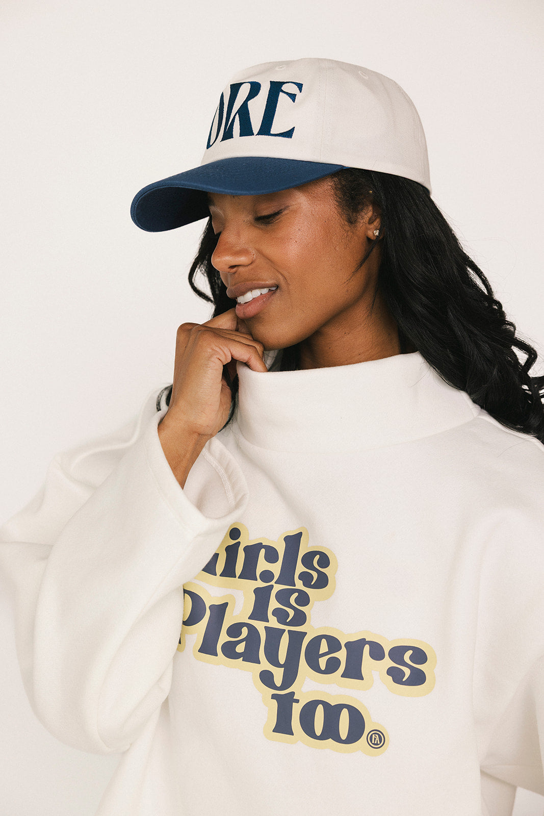Diana Mock Neck Sweatshirt - Girls Is Players Too White – foreall.com