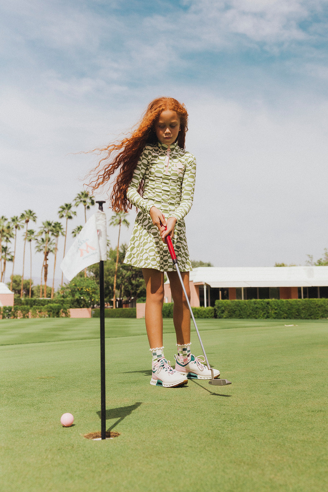 Youth Sasha Skirt - Putting Green/White Retro
