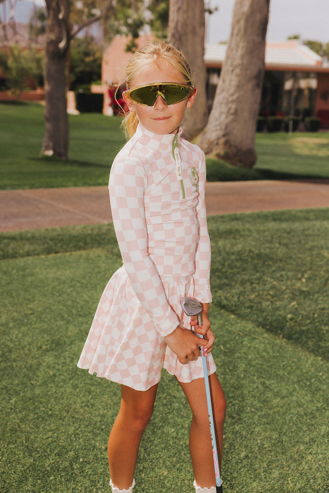 Youth Sasha Skirt - Pink/White Checkered