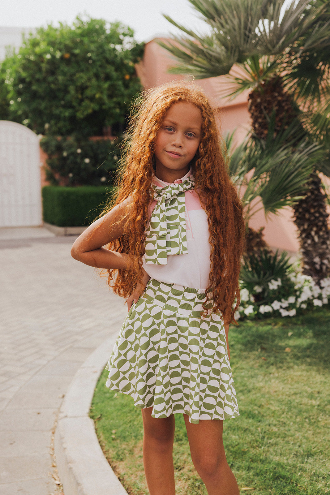 Youth Sasha Skirt - Putting Green/White Retro
