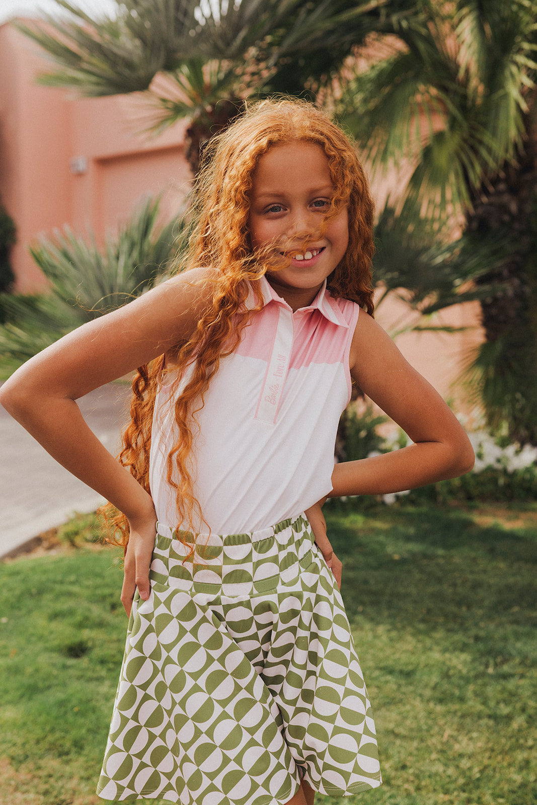 Youth Sasha Skirt - Putting Green/White Retro