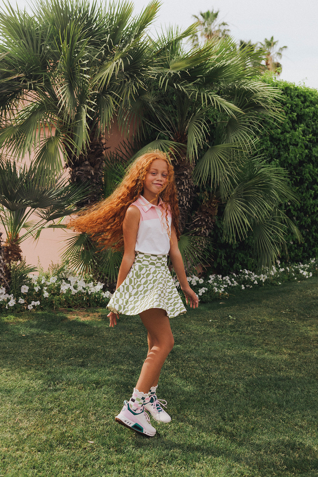 Youth Sasha Skirt - Putting Green/White Retro