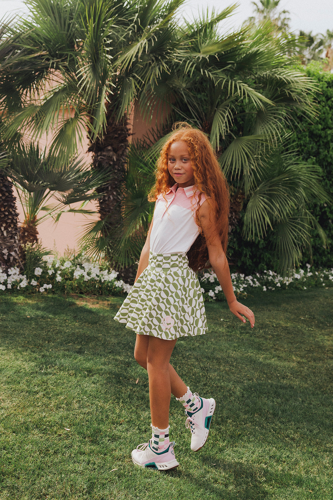 Youth Sasha Skirt - Putting Green/White Retro