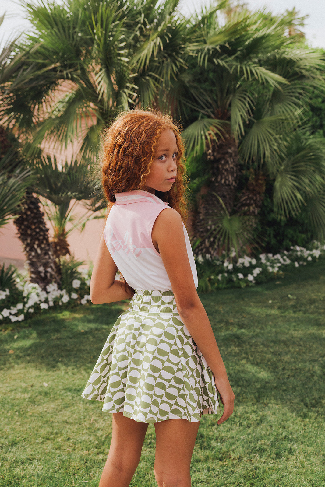 Youth Sasha Skirt - Putting Green/White Retro