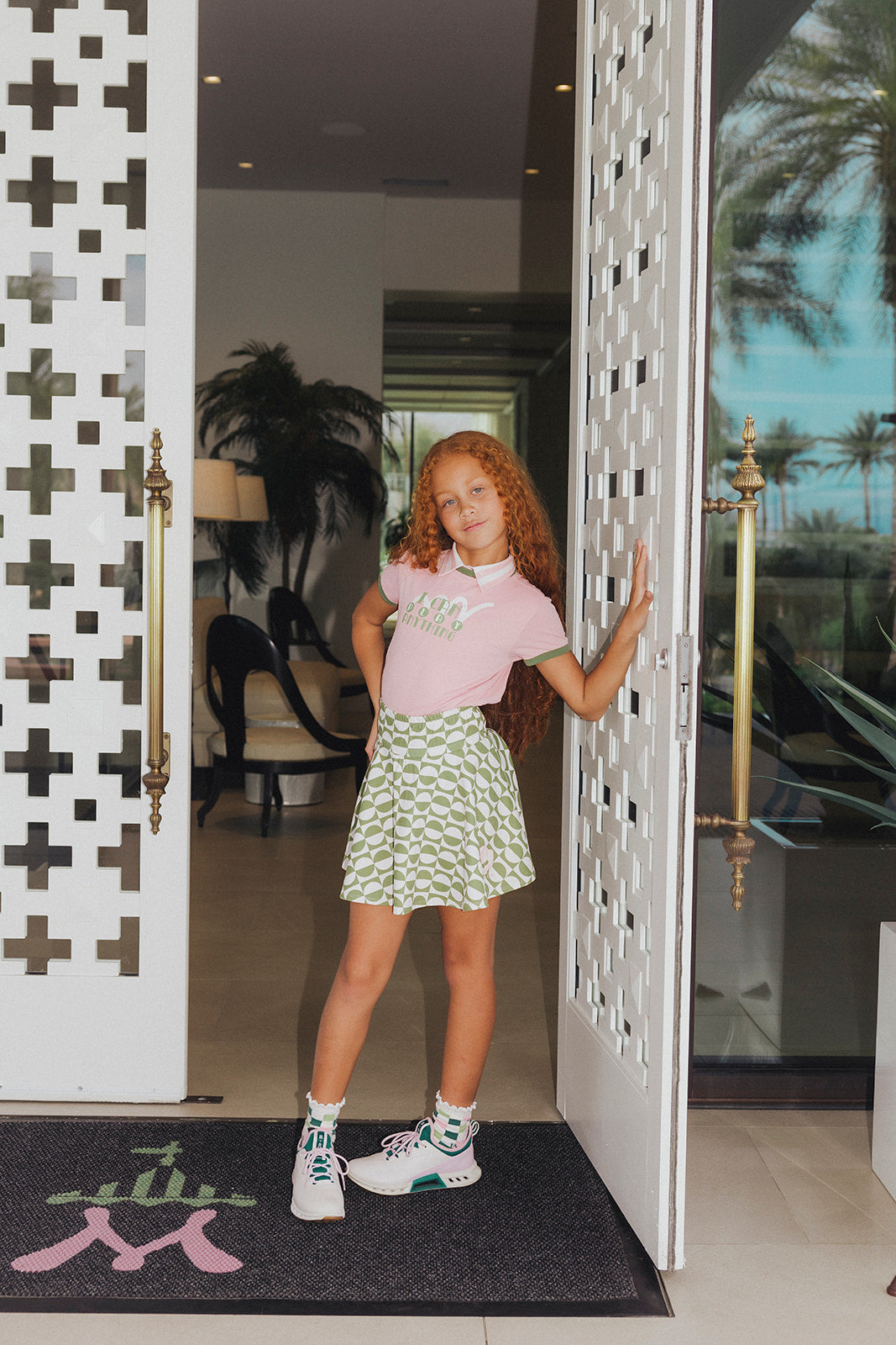 Youth Sasha Skirt - Putting Green/White Retro