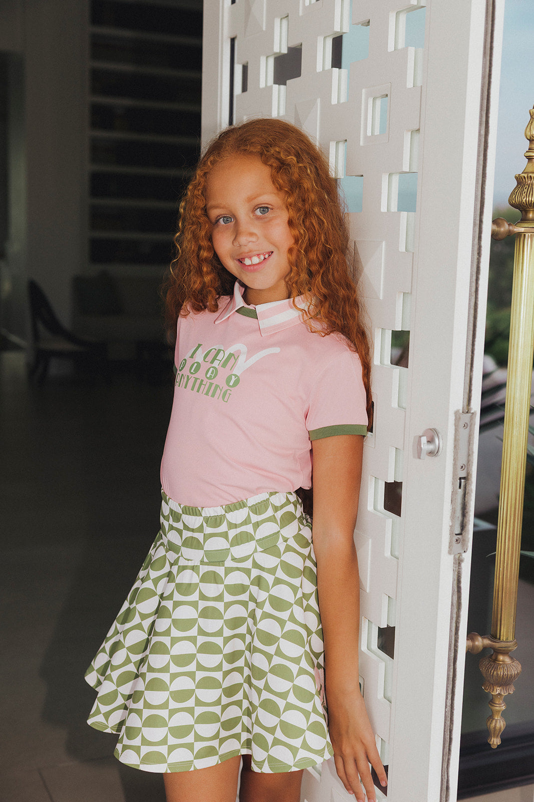 Youth Sasha Skirt - Putting Green/White Retro