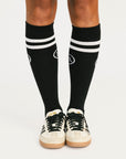 The Shane Knee High Socks - Black/White Stripes