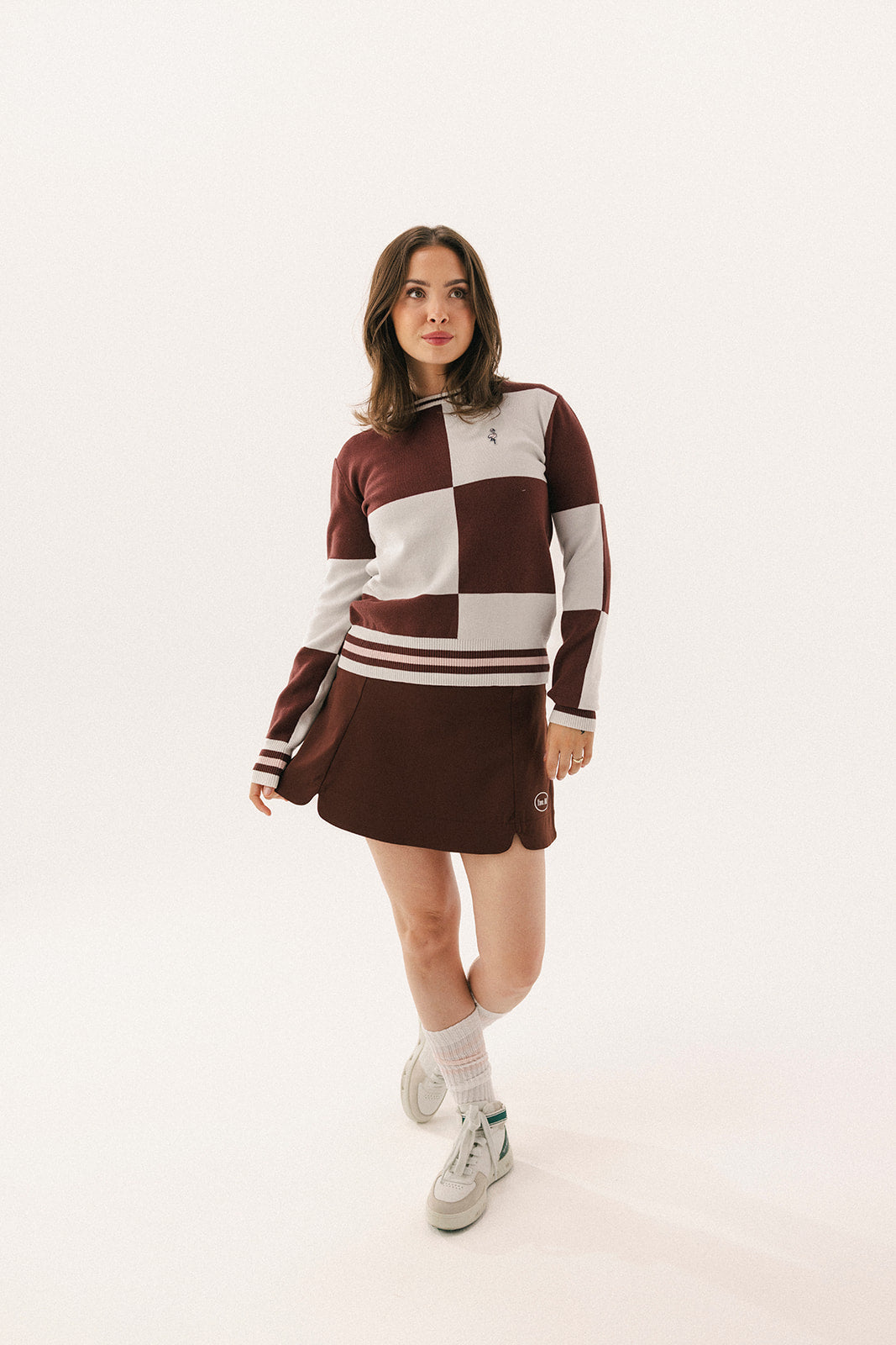Dorothy Sweater - Bourbon Checkered