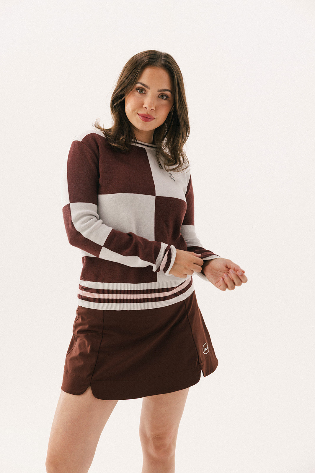 Dorothy Sweater - Bourbon Checkered