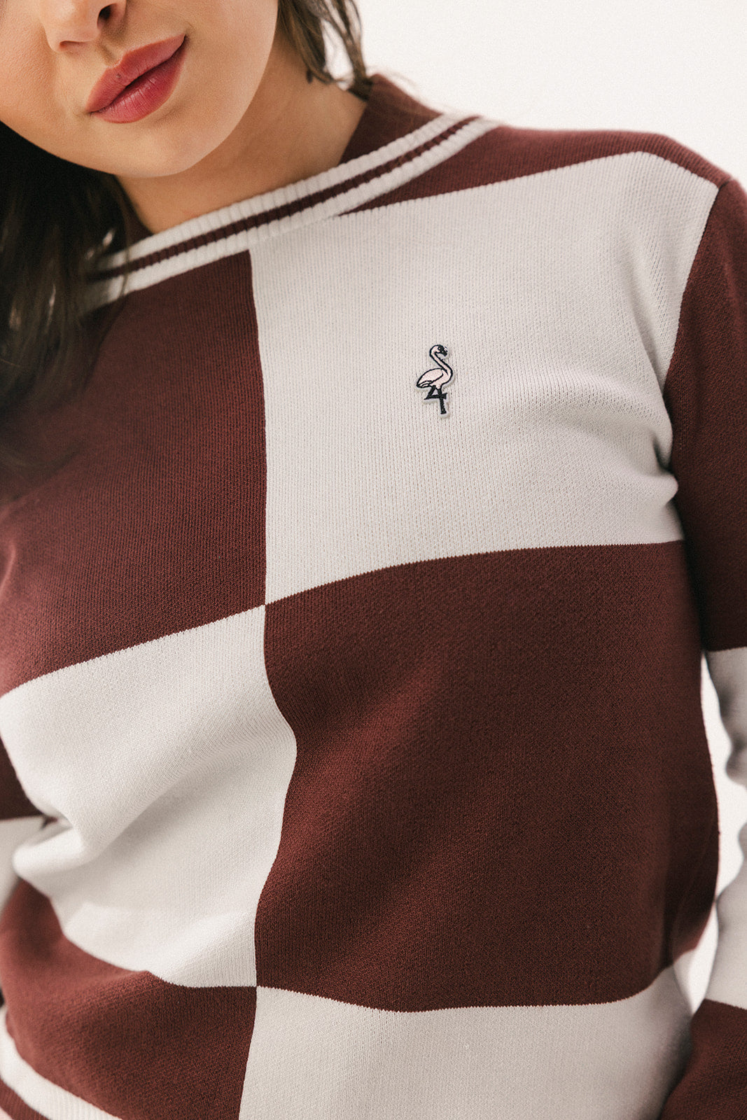 Dorothy Sweater - Bourbon Checkered