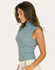 Manhattan Mock Neck - Smoke Blue