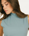 Manhattan Mock Neck - Smoke Blue