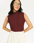 Manhattan Mock Neck - Merlot