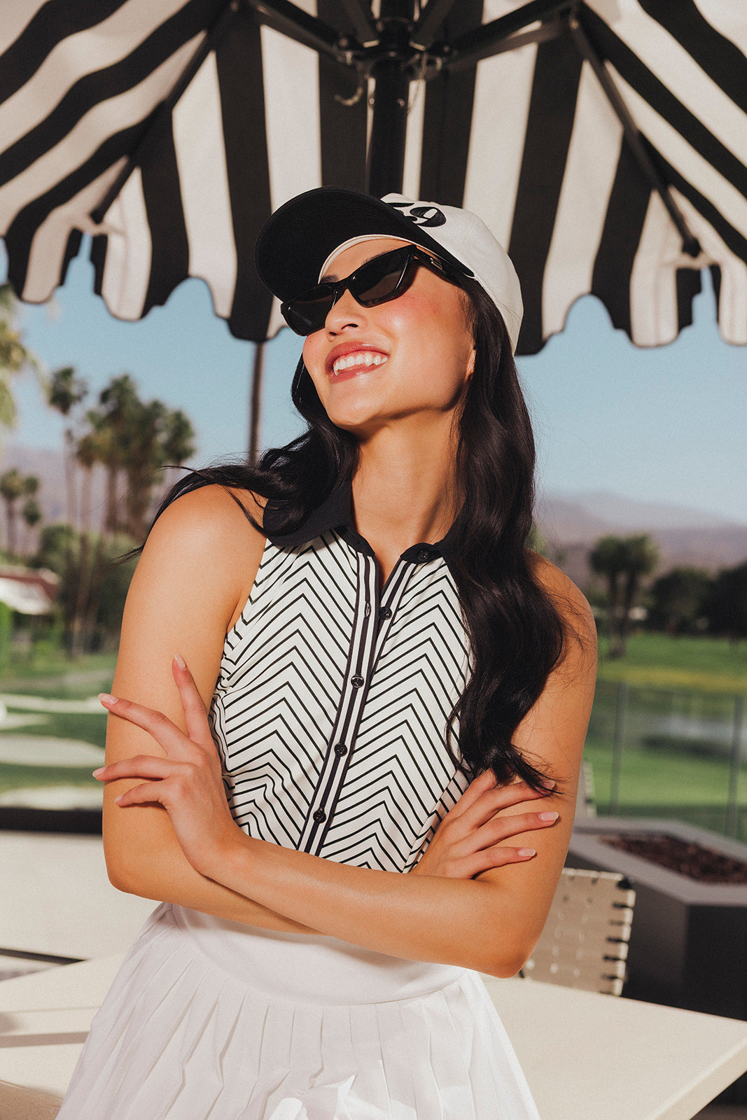 Barbie Top - White/Black Chevron