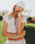 Golfie Barbie Hat - Putting Green/White