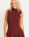 Manhattan Mock Neck - Merlot