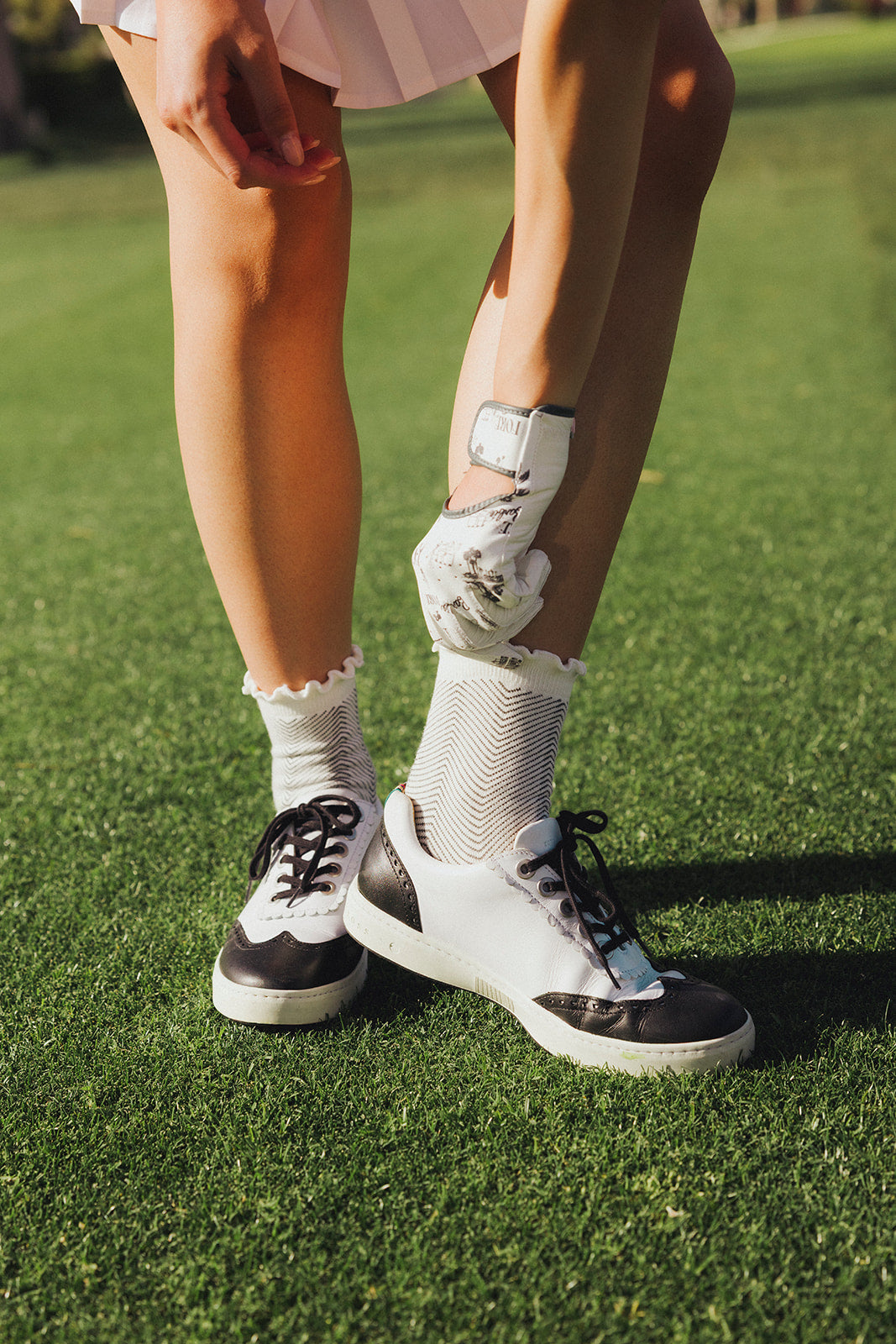 Maude Ruffle Sock - Black/White Chevron