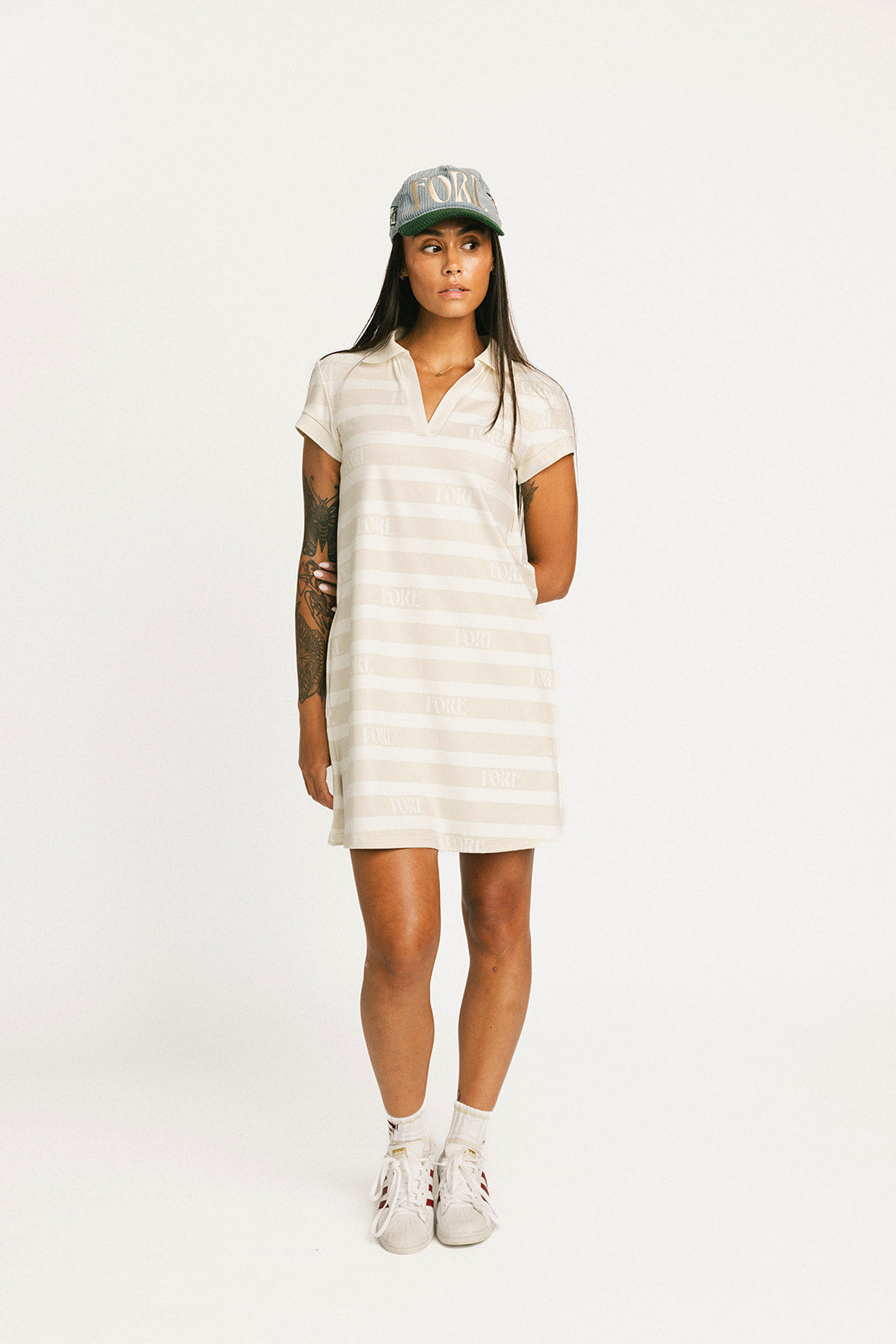 Fore All Women's Poppy Short Sleeve Dress 9224908- X-Small Angora/White