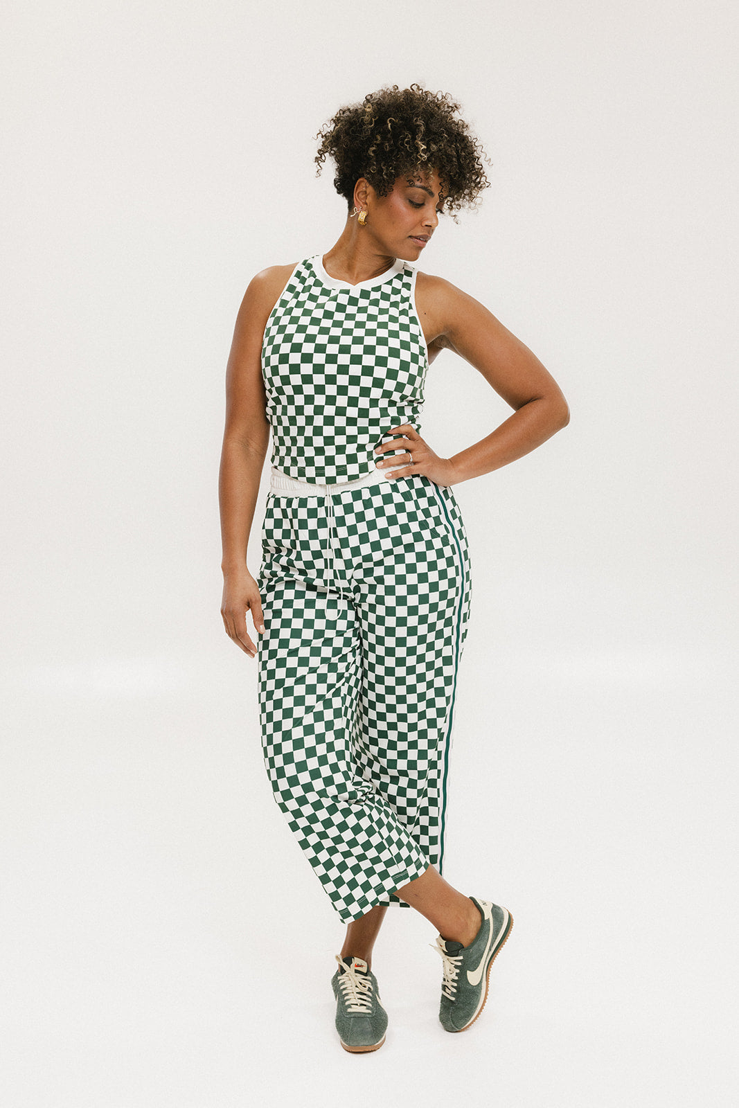 Lillee Tank - Green/White Checkered – foreall.com